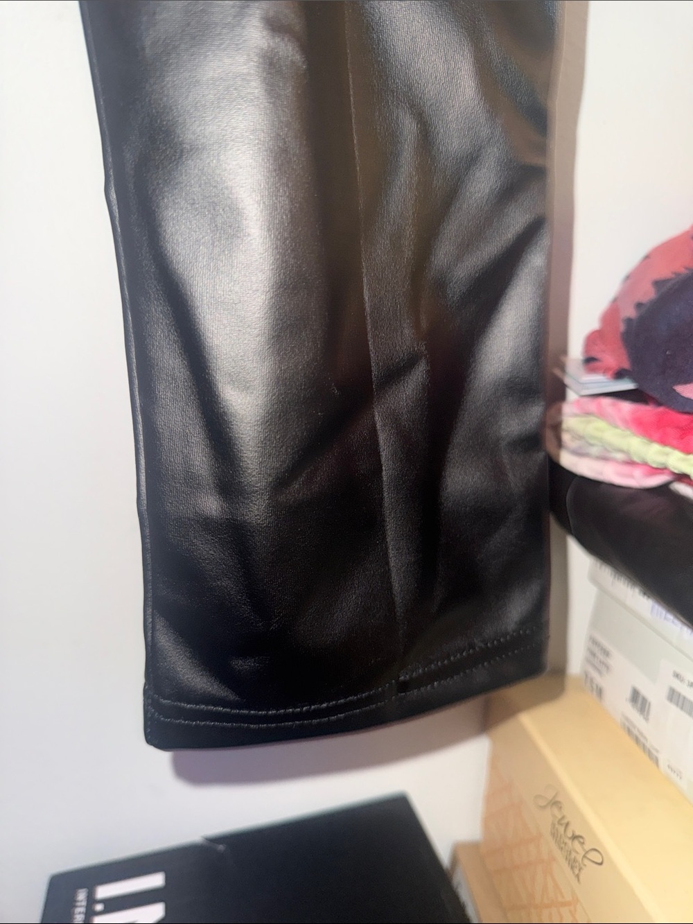 Source Unknown Black Faux Leather Lace-Up Flare Pants - Picture 5 of 13